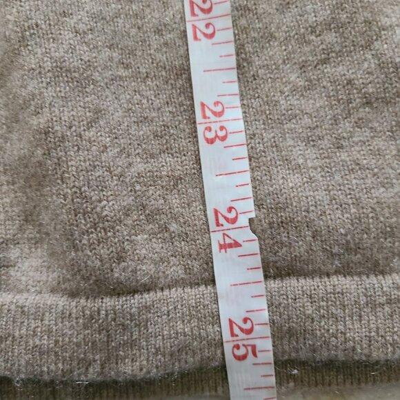Garnet Hill 100% Cashmere Sweater Small Beige Tan Cowl Neck Textured Knit Sleeve - Picture 9 of 9